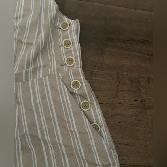 Side Party beige and white striped overalls - size medium - Picture 3 of 5